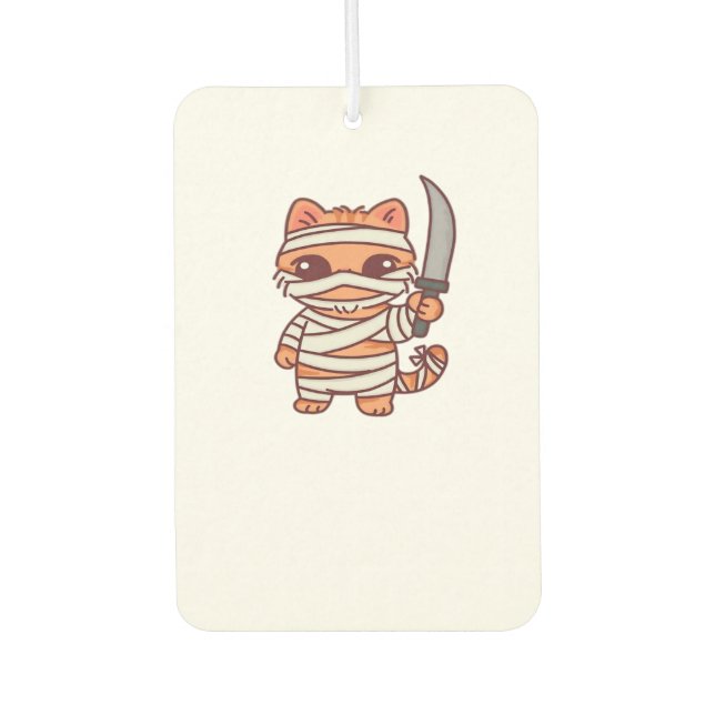 Kawaii Halloween Mummy Cat with Sword Classic T-Sh Air Freshener (Front)