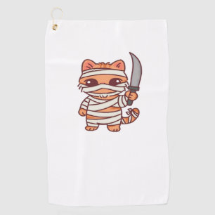 Kawaii Halloween Mummy Cat with Sword Classic T-Sh Golf Towel