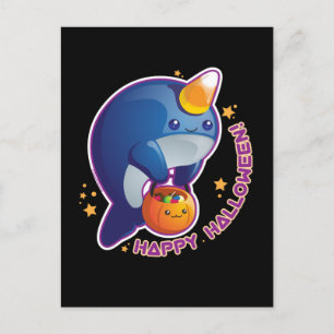 Kawaii Halloween Narwhal Postcard