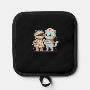 Kawaii Halloween Pals Mummy & Nurse cat Oversized  Pot Holder