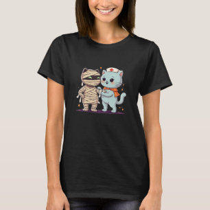 Kawaii Halloween Pals Mummy & Nurse cat Oversized  T-Shirt
