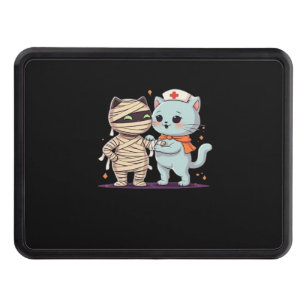 Kawaii Halloween Pals Mummy & Nurse cat Oversized  Trailer Hitch Cover