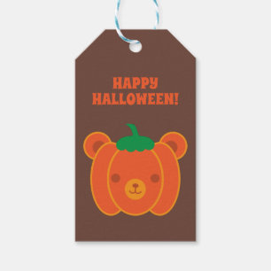 Kawaii Halloween Pumpkin Bear Gift Tags