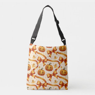 Kawaii Halloween Pumpkin & Bows Crossbody Bag