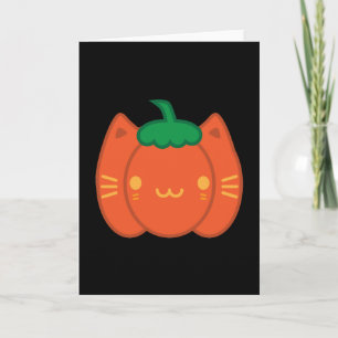 Kawaii Halloween Pumpkin Cat Card