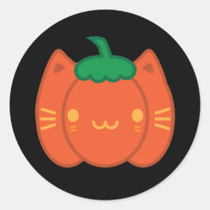 Kawaii Halloween Pumpkin Cat Classic Round Sticker