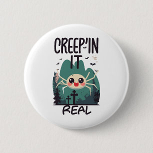 Kawaii Halloween Spider Pun 2 Inch Round Button
