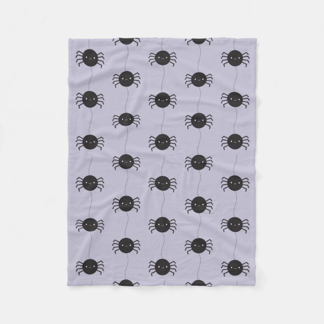 Kawaii Halloween Spiders Fleece Blanket (Front)
