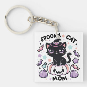 Kawaii Halloween spooky cat mom – Cute Witch Kitty Keychain