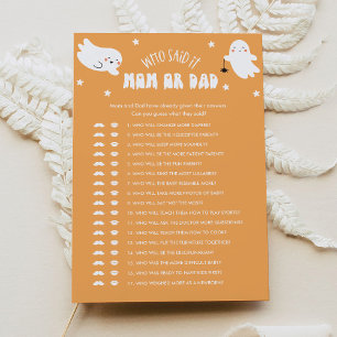Kawaii Halloween Who Said It Mom or Dad Baby Game Invitation