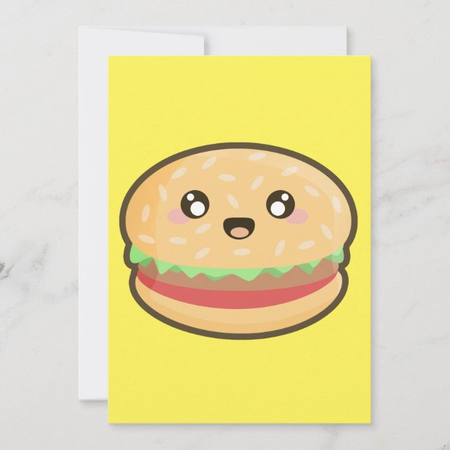 Kawaii hamburger invitation (Front)