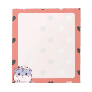 Kawaii Hamster with Hearts Notepad
