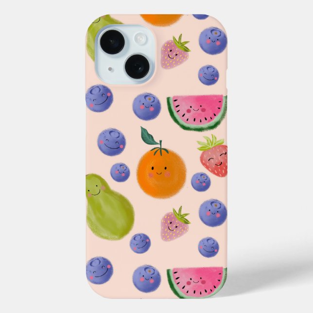 Kawaii Hand-drawn Happy Fruits Case-Mate iPhone Case (Back)