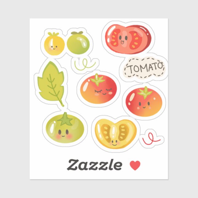Kawaii Hand-drawn Tomato Illustration  (Sheet)