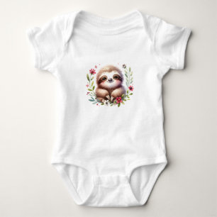 Kawaii Hanging Sloth Art Baby Bodysuit