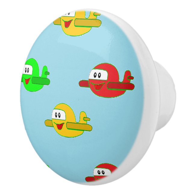 Kawaii happy airplanes ceramic knob (Right)