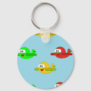 Kawaii happy airplanes keychain