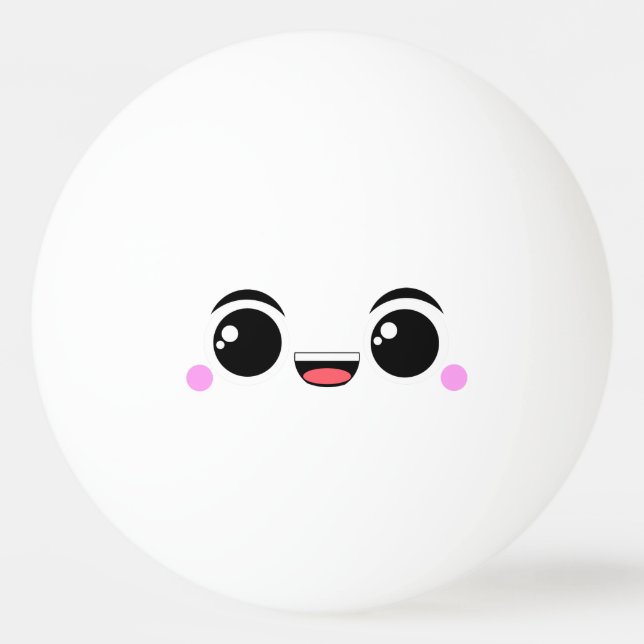 Kawaii Happy Anime Faced Ping Pong Ball (Back)