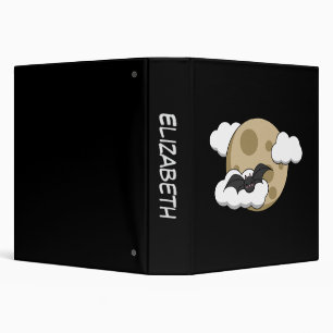 Kawaii Happy Bat Flying on Full Moon Add Name Binder