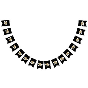 Kawaii Happy Bat Flying on Full Moon Bunting Flags