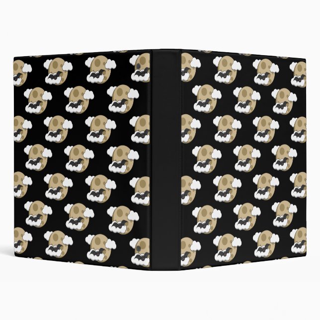 Kawaii Happy Bat Flying on Full Moon Pattern Binder (Background)