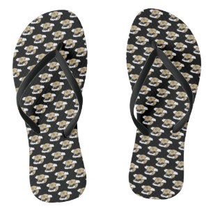 Kawaii Happy Bat Flying on Full Moon Pattern Flip Flops