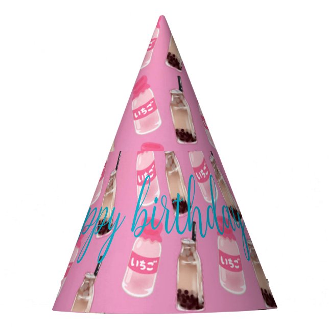 Kawaii happy birthday  party hat (Front)