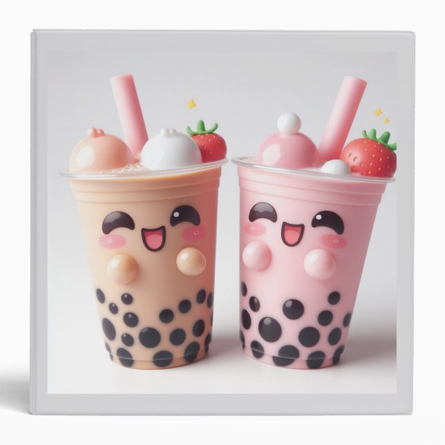 KAwaii Happy Boba Tea Binder (Front)