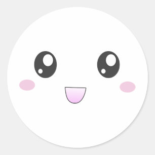 Kawaii happy face classic round sticker