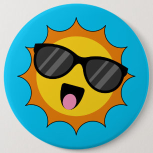 Kawaii Happy Sun with Sunglasses 6 Inch Round Button