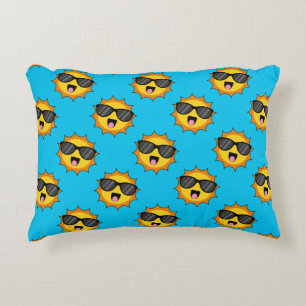 Kawaii Happy Sun with Sunglasses Accent Pillow