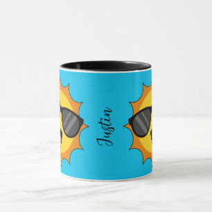 Kawaii Happy Sun with Sunglasses Add Name Mug