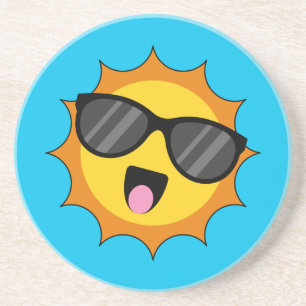 Kawaii Happy Sun with Sunglasses Coaster