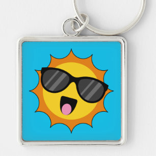 Kawaii Happy Sun with Sunglasses Keychain