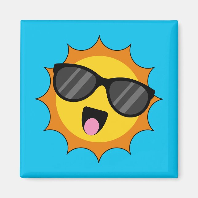 Kawaii Happy Sun with Sunglasses Magnet (Front)