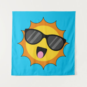 Kawaii Happy Sun with Sunglasses Tapestry