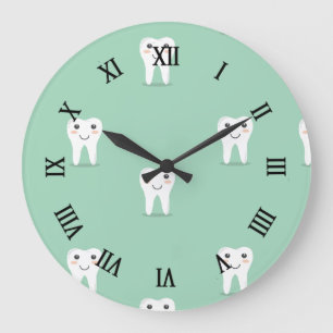 Kawaii happy tooth large clock
