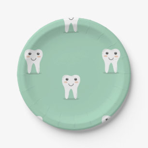 Kawaii happy tooth paper plate