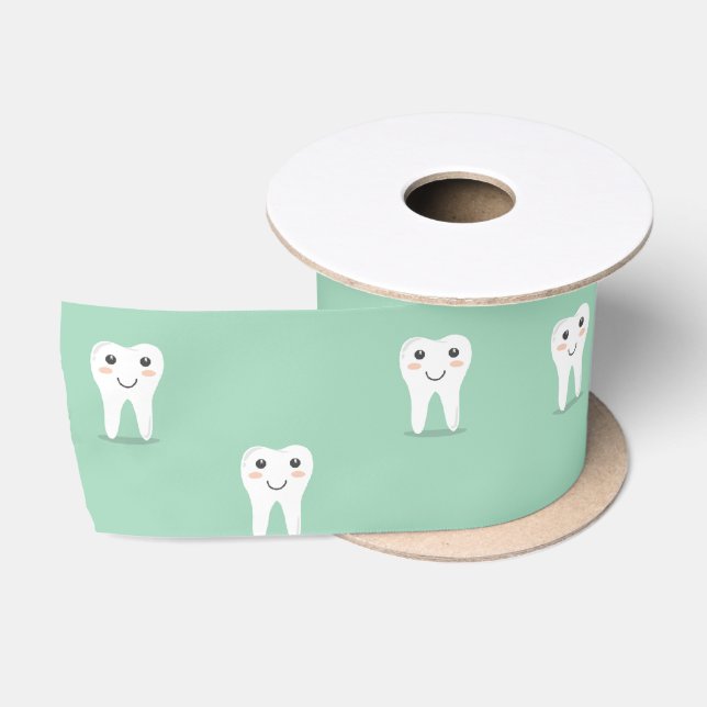 Kawaii happy tooth satin ribbon (Spool)