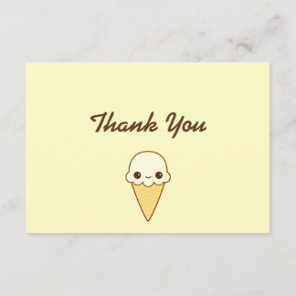 Kawaii Happy vanilla Ice cream cone Thank You Card