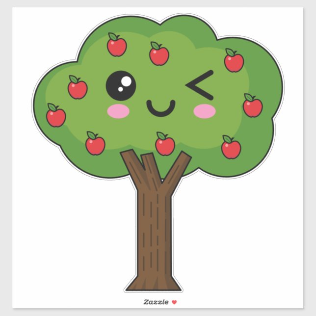 Kawaii Happy Winking Apple Tree (Sheet)