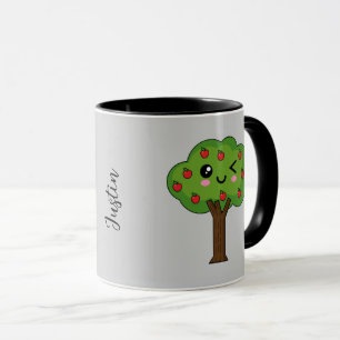 Kawaii Happy Winking Apple Tree Add Name Mug