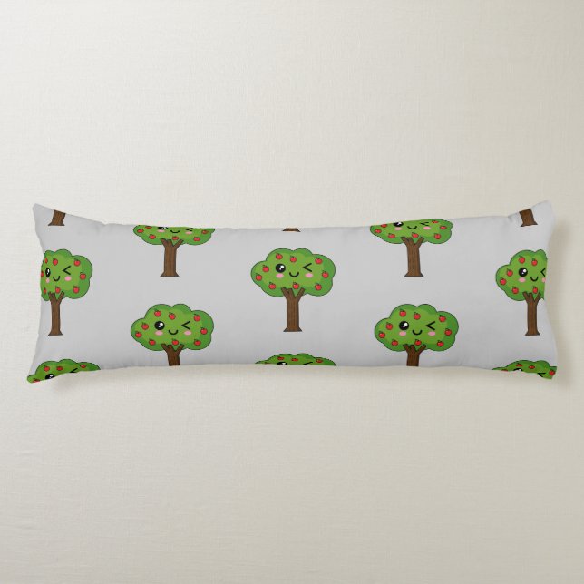 Kawaii Happy Winking Apple Tree Body Pillow (Front)