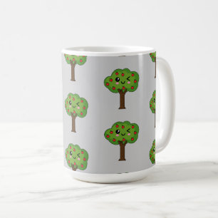 Kawaii Happy Winking Apple Tree Coffee Mug