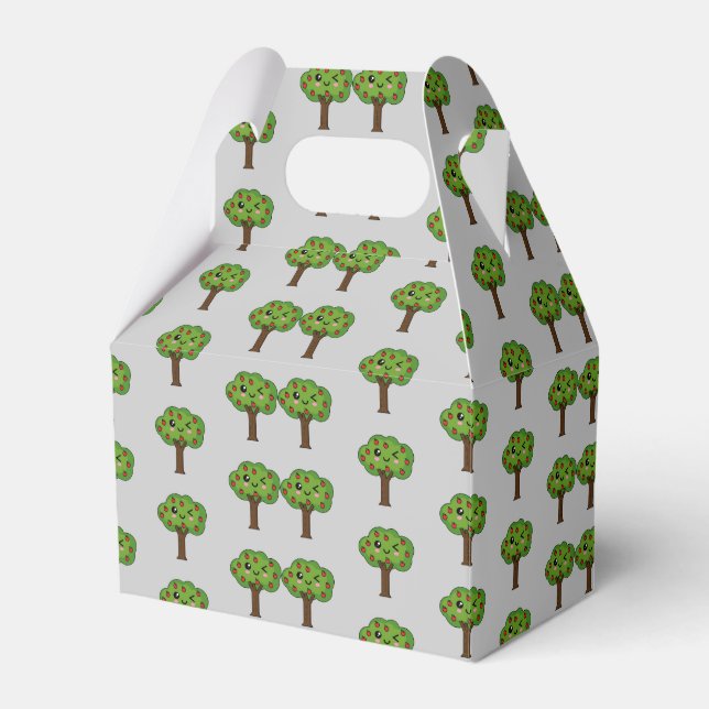 Kawaii Happy Winking Apple Tree Favor Box (Front Side)