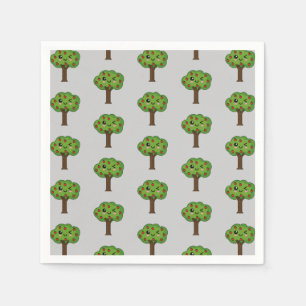Kawaii Happy Winking Apple Tree Napkin