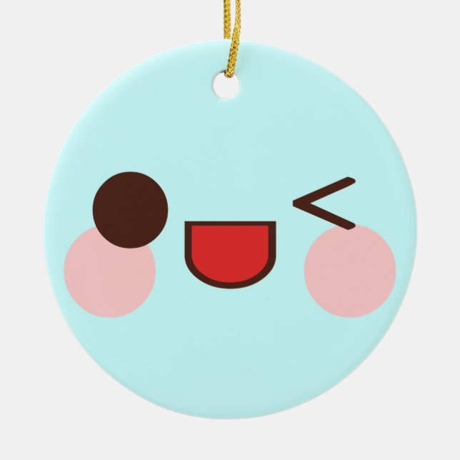 Kawaii Happy Winking Face Ornament (Front)