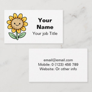 Kawaii Happy Yellow Sunflower  Business Card