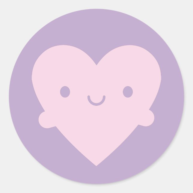 Kawaii Heart Hugs Classic Round Sticker (Front)
