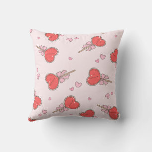 Kawaii Heart Lollipop Throw Pillow